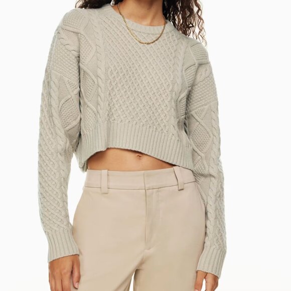 Aritzia Sunday Best Peggy Cropped Sweater Merino wool cropped cable-knit sweater - Picture 2 of 12